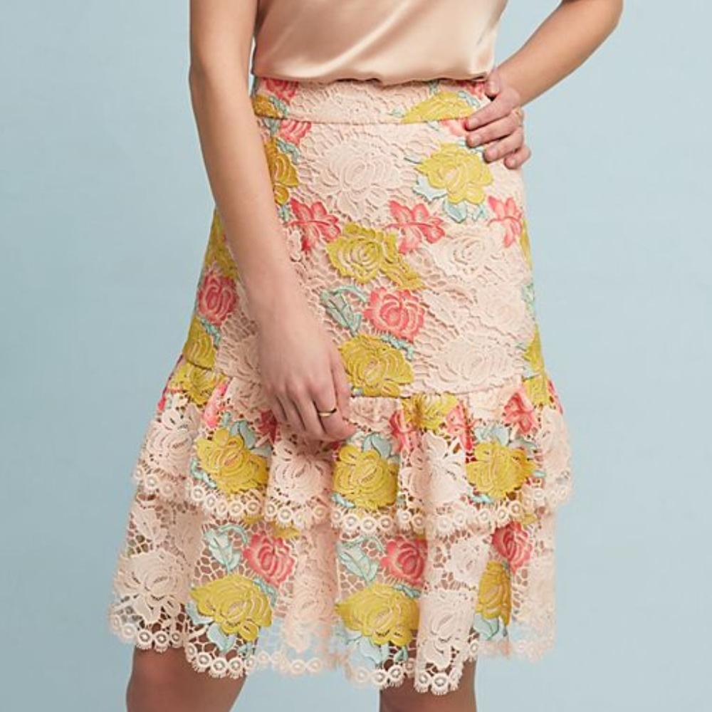 Anthropologie Gardenia Tiered Mini Skirt - Picture 1 of 8